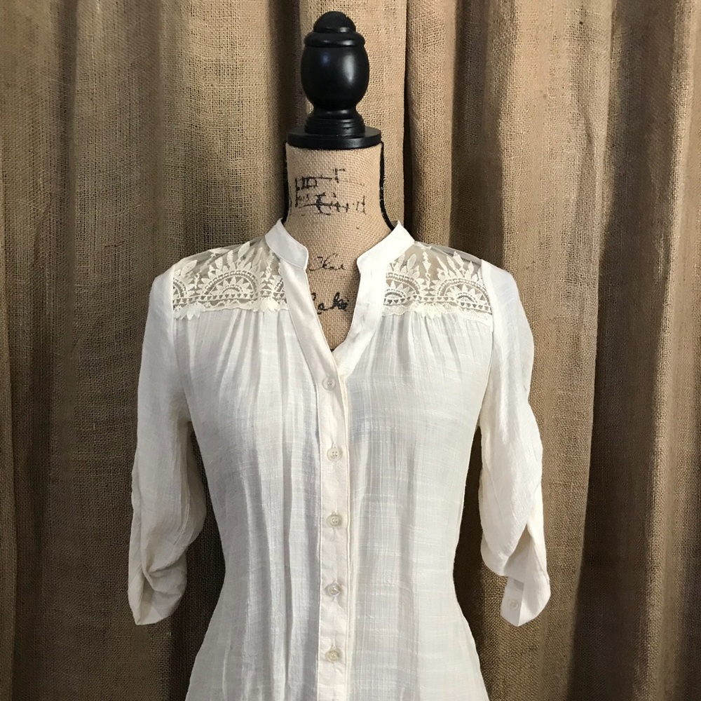 Cream Button-Up Blouse
